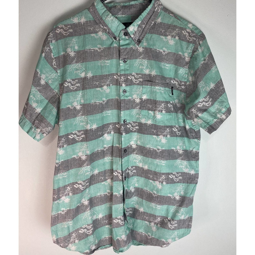 MOLOKAI Surf Tropical Mens Large T Shirt Short Sleeve Button Down Collared Multi